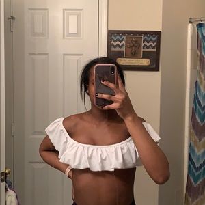 white ruffle bikini top